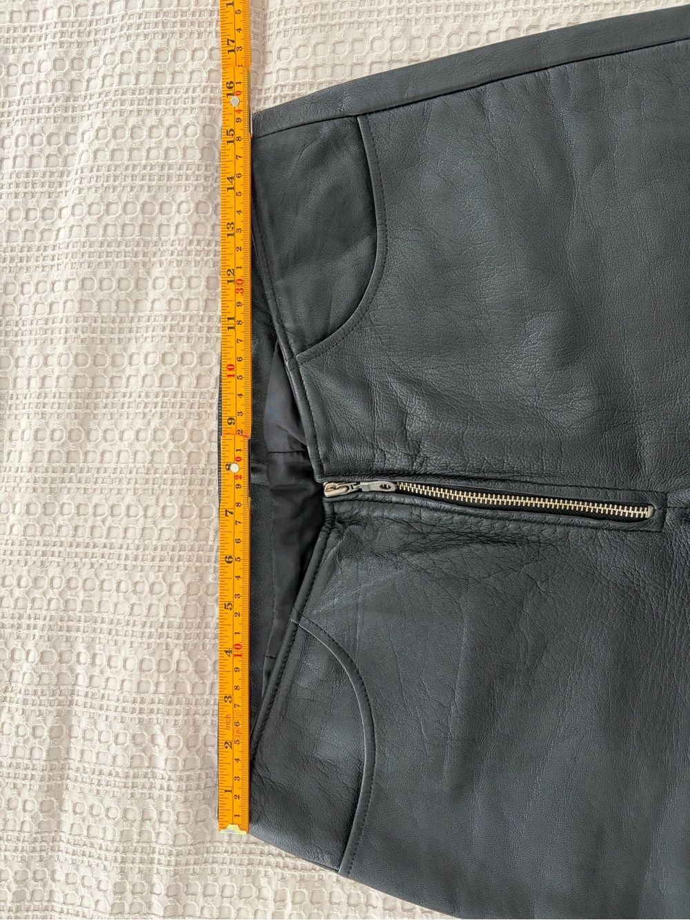 Vintage First Women's Black Genuine Leather Straight Pants Front Zip Lined 12 - Picture 8 of 12